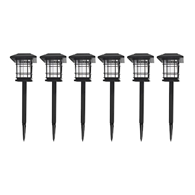 ESTACA DE LUZ SOLAR PARA JARDÍN ENCENDIDO AUTOMÁTICO 8 LM NEGRO MATE 6 PIEZAS
