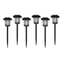 ESTACA DE LUZ SOLAR LED PARA JARDÍN ENCENDIDO AUTOMÁTICO 6 LM NEGRO MATE 6 PIEZAS