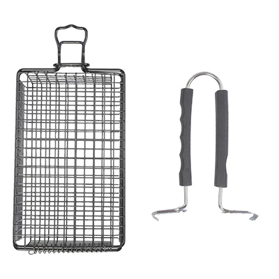 CESTA VOLTEABLE PARA ASAR 42 X 13.5 CM NEGRO MR. BAR-B-Q