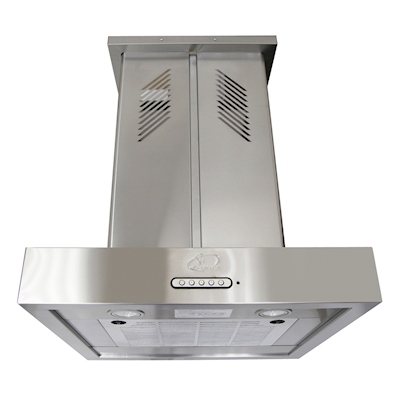 CAMPANA DE COCINA DE ISLA ATLAS 60 CM PLATA CON EXTRACCIÓN Y PURIFICACIÓN