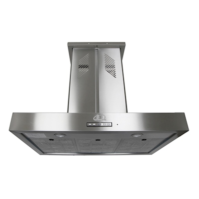 CAMPANA DE COCINA DE ISLA ATLAS 90 CM PLATA CON DOBLE EXTRACCIÓN