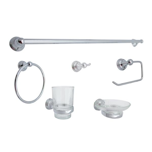 JUEGO DE ACCESORIOS PARA BAÑO ALABAMA ACABADO CROMO 6 PIEZAS