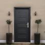 PUERTA EXTERIOR DE SEGURIDAD 9 PASADORES 96 X 213 CM IZQUIERDA NEGRO MATE