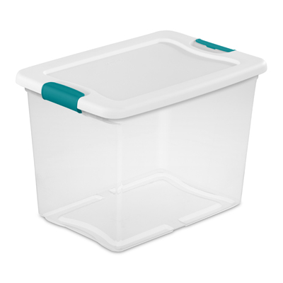 CAJA ORGANIZADORA TRANSPARENTE 24 L PLÁSTICO TAPA BLANCA CON BROCHE
