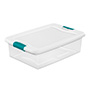CAJA ORGANIZADORA TRANSPARENTE 30 L PLÁSTICO TAPA BLANCA CON BROCHE