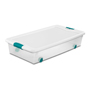 CAJA ORGANIZADORA TRANSPARENTE 53 L PLÁSTICO TAPA BLANCO CON RUEDAS