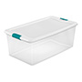 CAJA ORGANIZADORA TRANSPARENTE 100 L PLÁSTICO TAPA TRANSPARENTE CON BROCHE