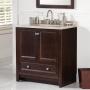 GABINETE DE PISO DELRIDGE 30" CHOCOLATE NATURAL EN MADERA CON LAVABO SUPERFICIE SÓLIDA CARAMEL