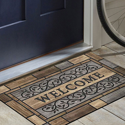 TAPETE DE ENTRADA WOODSTONE CAUCHO RECICLADO 45 X 75 CM EXTERIOR ATRAPA SUCIEDAD