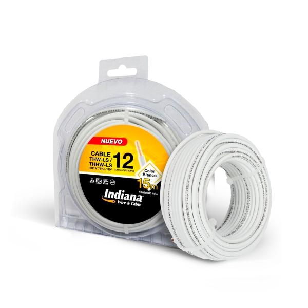 CABLE ELÉCTRICO THW-LS CALIBRE 12 AWG BLANCO 15M DESLIZABLE