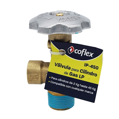 VÁLVULA PARA CILINDRO DE GAS LP 3/4" DE LATÓN