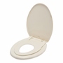 ASIENTO PARA BAÑO ALARGADO PLÁSTICO HUESO CON ADAPTADOR INFANTIL Y CIERRE LENTO