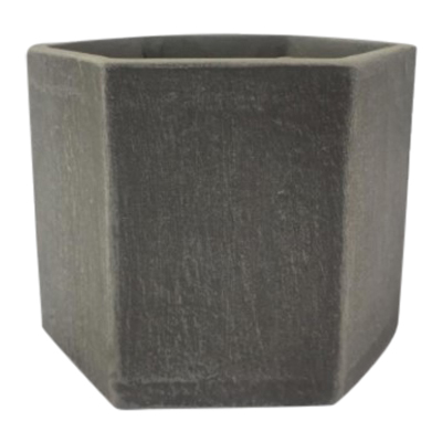 MACETA CERÁMICA GRIS HEXAGONAL 4IN