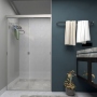 CANCEL PARA BAÑO CORREDIZO DOBLE PERFIL PLATA VIDRIO TRANSPARENTE 130 X 187.5 CM ALUMINIO