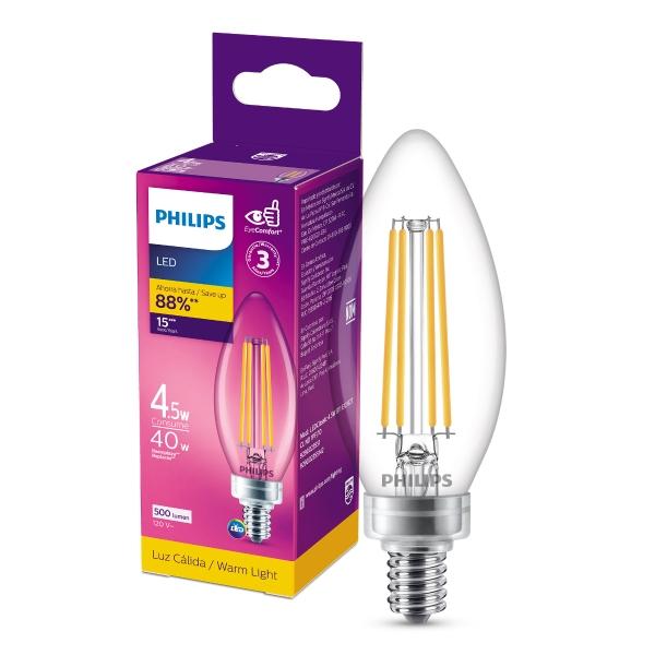 FOCO LED E12 VELA B11 LUZ CÁLIDA 4.5 W / 40 W 1 PIEZA
