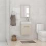MUEBLE PARA BAÑO FLOTANTE CARTAGENA 18" BEIGE CONTRACHAPADO DE MELAMINA CON LAVABO Y ESPEJO