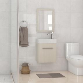 MUEBLE PARA BAÑO FLOTANTE CARTAGENA 18" BEIGE CONTRACHAPADO DE MELAMINA CON LAVABO Y ESPEJO