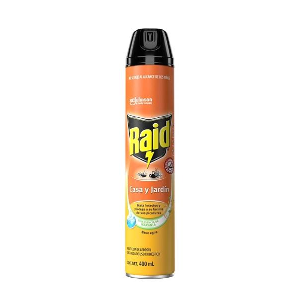 INSECTICIDA RAID CASA Y JARDÍN 400 ML NARANJA