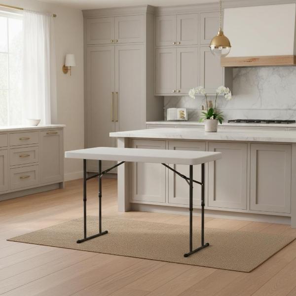 MESA PLEGABLE RECTANGULAR 122 CM AJUSTABLE POLIETILENO BLANCO