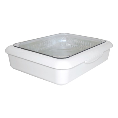 PORTA CHAROLA APILABLE PARA TRANSPORTE 35 X 28 X 8 CM PLÁSTICO BLANCO