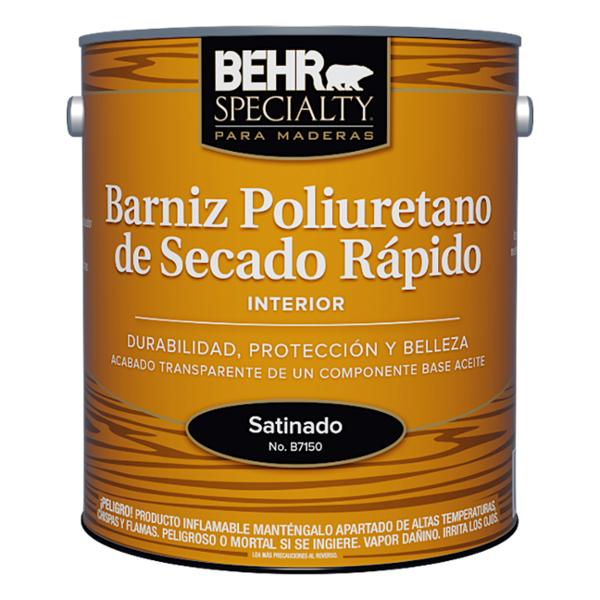 BARNIZ POLIURETANO BASE ACEITE PARA MADERA SATINADO SECADO RÁPIDO 3.78 L