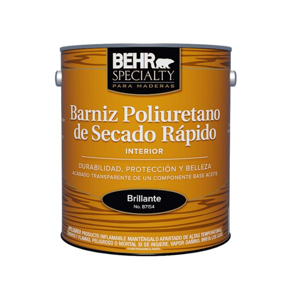 BARNIZ POLIURETANO BASE ACEITE PARA MADERA BRILLANTE SECADO RÁPIDO 3.78 L