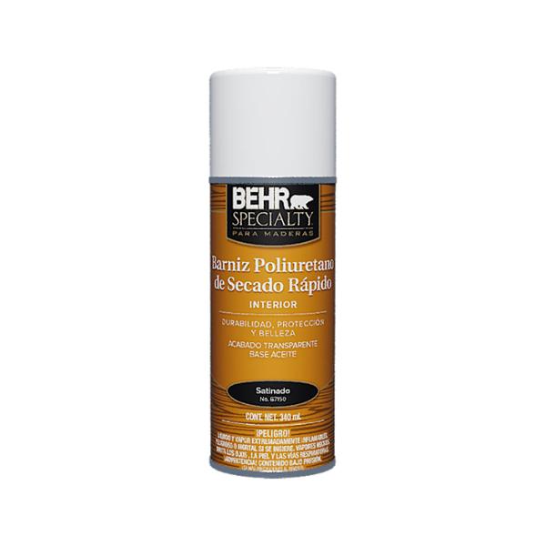 BARNIZ POLIURETANO BASE ACEITE PARA MADERA SATINADO SECADO RÁPIDO 340 ML
