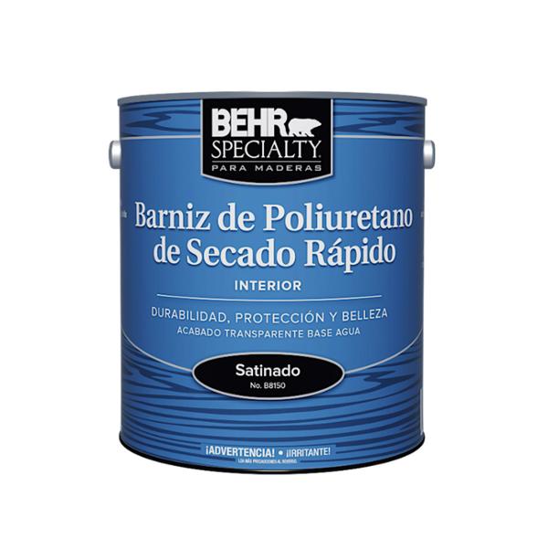 BARNIZ DE POLIURETANO BASE AGUA PARA MADERA SATINADO PROTECCIÓN Y ALTA RESISTENCIA 3.78 L