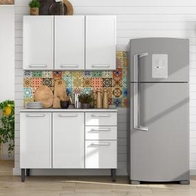 MUEBLE DE COCINA 2 MÓDULOS 160 X 120 X 60 CM METAL BLANCO