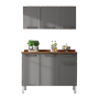 MUEBLE DE COCINA 2 MÓDULOS 141 X 120 X 60 CM ACERO GRIS