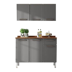 MUEBLE DE COCINA 2 MÓDULOS 141 X 120 X 60 CM ACERO GRIS