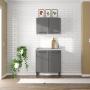 MUEBLE DE COCINA 2 MÓDULOS 141.7 X 80 X 60 CM METAL GRIS MATE