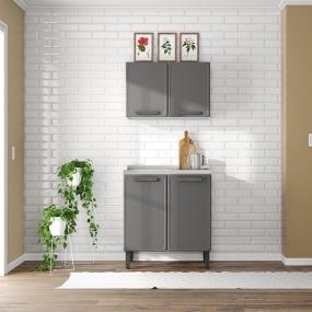 MUEBLE DE COCINA 2 MÓDULOS 141.7 X 80 X 60 CM METAL GRIS MATE