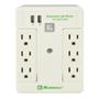 MULTICONTACTO SUPRESOR DE PICOS 6 TOMACORRIENTES Y 2 SALIDAS USB