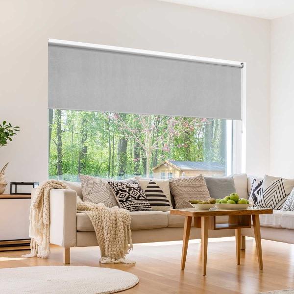 PERSIANA ENROLLABLE DE LINO TRASLÚCIDA DE 120 X 180 CM GRIS