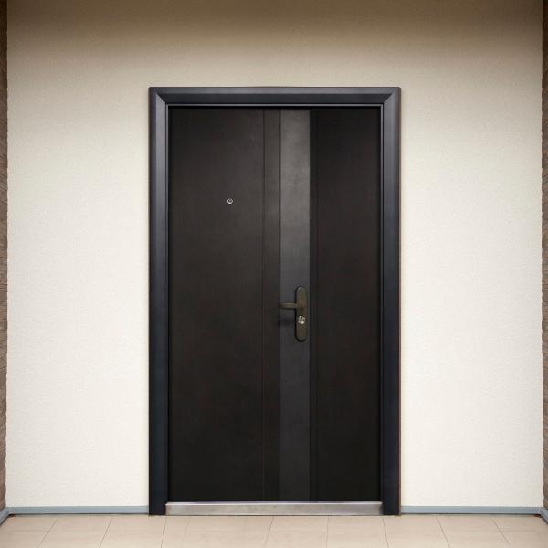 PUERTA EXTERIOR DE SEGURIDAD 15 PASADORES 120 X 213 CM IZQUIERDA NEGRO TEXTURIZADO