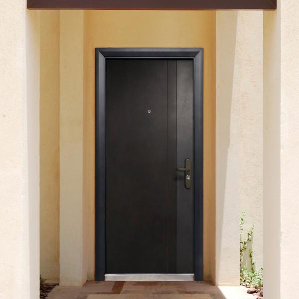 PUERTA EXTERIOR DE SEGURIDAD 13 PASADORES 96 X 213 CM IZQUIERDA NEGRO TEXTURIZADO