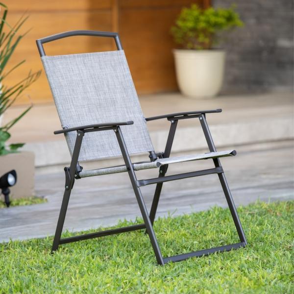 SILLA PLEGABLE BEIGE SLING ESTRUCTURA DE ACERO