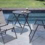 MESA DE JARDÍN SLATS CAFÉ REDONDA ESTRUCTURA DE ACERO 72 X 72 X 66 CM