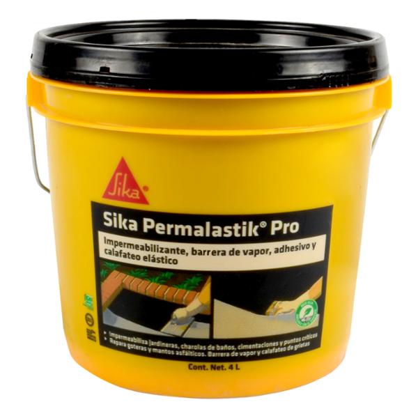 IMPERMEABILIZANTE ASFÁLTICO PERMALASTIK PRO 4 EN 1 BASE AGUA SECADO RÁPIDO NEGRO 4 L