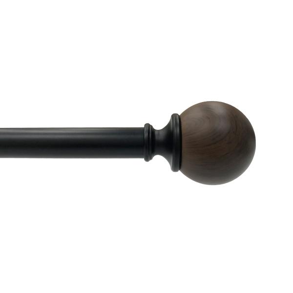 SET DE CORTINERO AJUSTABLE SIMPLE 1 pulg. DE 182 A 365 CM ESTILO BOLA EN TONO MADERA