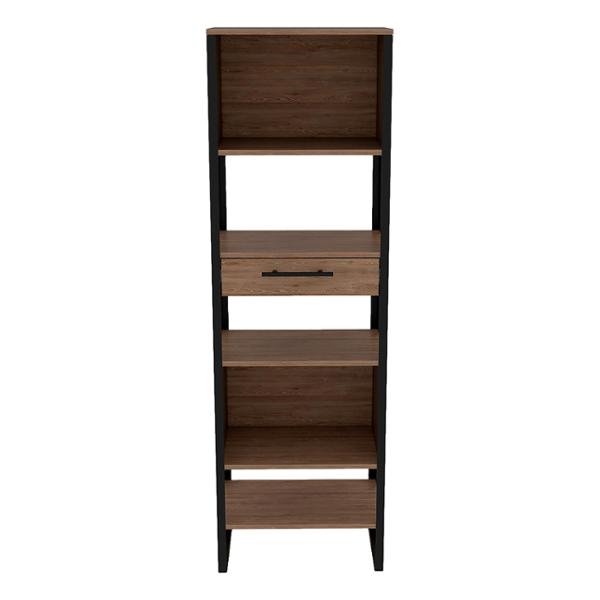ESTANTE LIBRERO VERTICAL MDF 4 NIVELES 160 X 50.2 X 33.9 CM CAFÉ MIEL CON CAJÓN