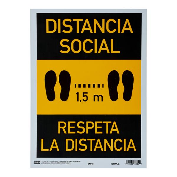 LETRERO DE PLÁSTICO PARA PARED DISTANCIA SOCIAL RESPETA LA DISTANCIA DE 35.5 X 25.4 CM