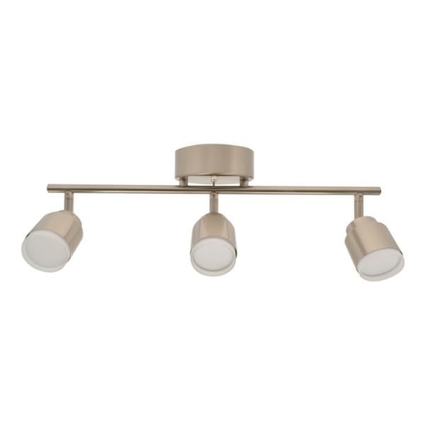 LÁMPARA RIEL DE TECHO NÍQUEL CEPILLADO 3 LUCES CÁLIDAS