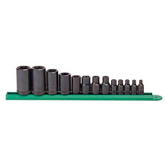 JUEGO DE DADOS TORX EXTERNO 13 PIEZAS CUADROS 1/4", 3/8" Y 1/2" ACERO