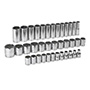 JUEGO DE DADOS LARGOS 12 PUNTAS CUADRO 1/2" 37 PIEZAS ACERO