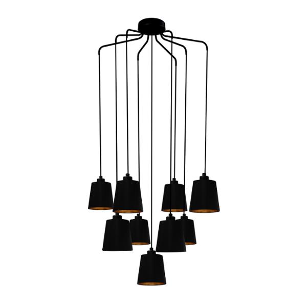 LÁMPARA COLGANTE VINTAGE DE ACERO NEGRO MATE 9 LUCES