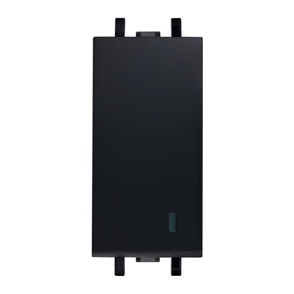 APAGADOR SENCILLO CON BOTÓN ILUMINADO DE 1 MÓDULO NEGRO CARBONCILLO