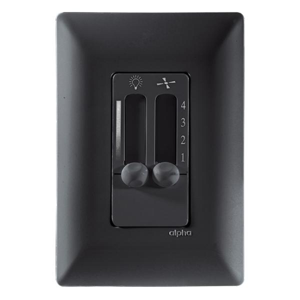 CONTROL DE VENTILADOR Y LUZ CON PLACA DE PARED INCLUIDA NEGRO