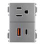 CONTACTO CON CARGADOR USB TIPO A Y TIPO C DE 3 MÓDULOS PLATA